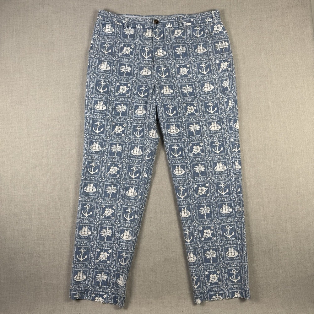 Reyn Spooner Brooks Brothers Pants Men's 35x30 Blue Clark Anchor Nautical Chino